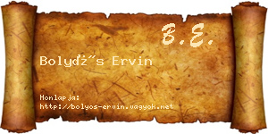 Bolyós Ervin névjegykártya