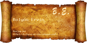 Bolyós Ervin névjegykártya